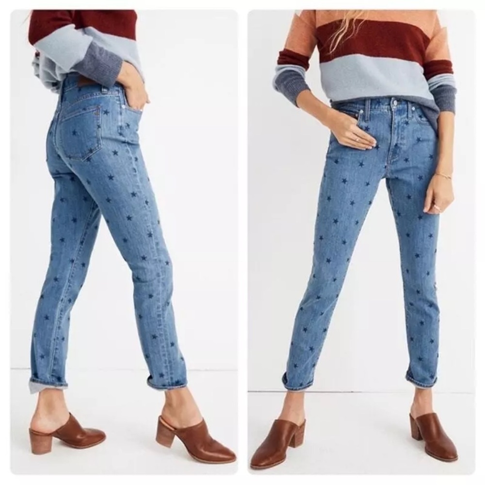 Madewell Womens Jeans 23 The High Rise Slim Starry Night Boyfriend Cotton Star